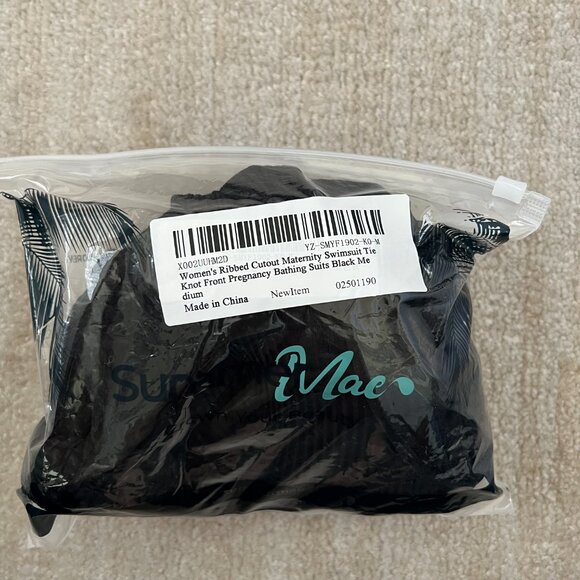 NWT Summer Mae Maternity Ribbed One Piece Cutout Black Swimsuit M - Picture 11 of 11